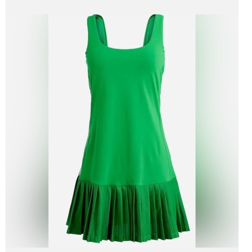 J.Crew Active Kelly Green Pleated Tennis Dress Drop Waist Large - Picture 1 of 16